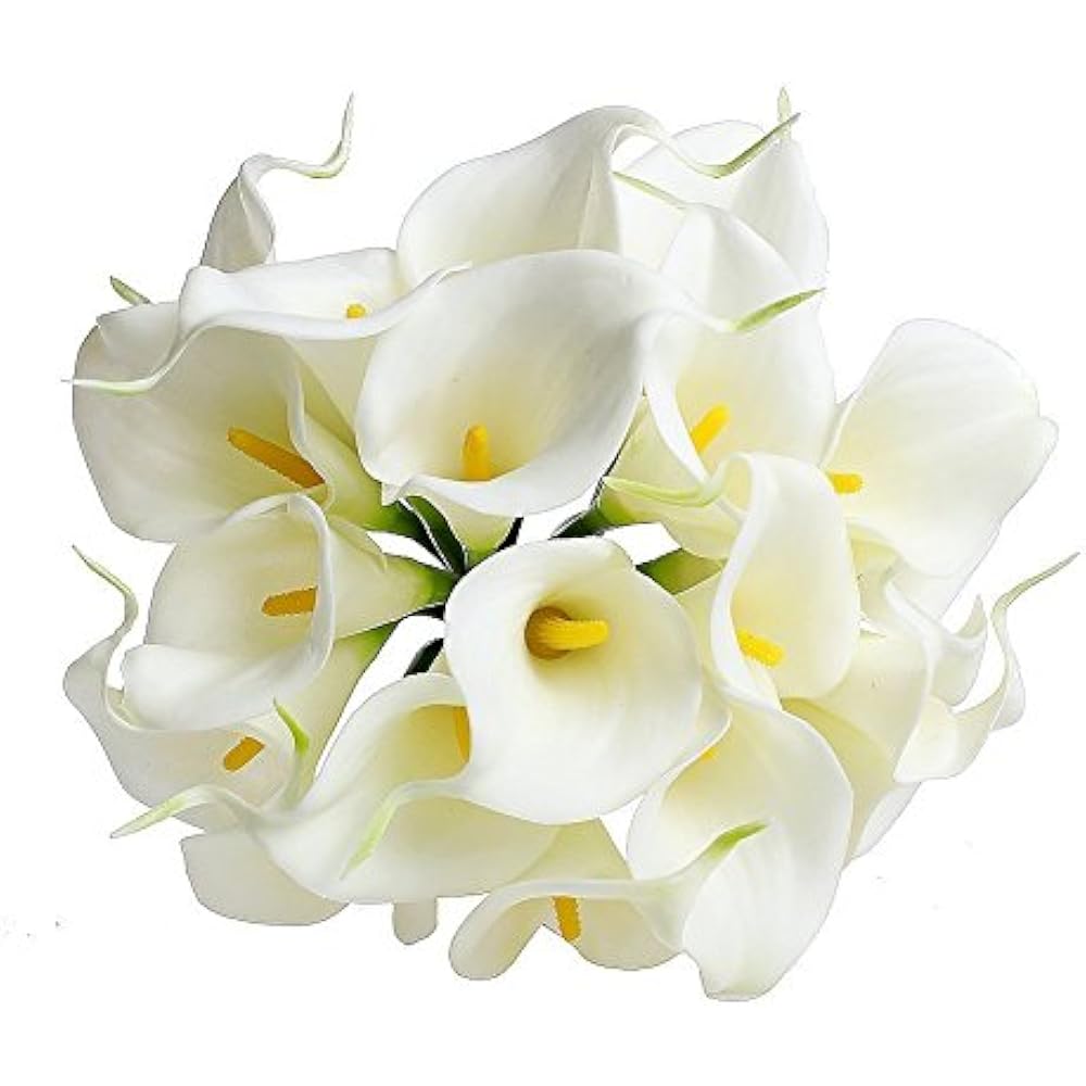 20 PCS Artificial Flower Calla Lily Bouquet Bridal Wedding Fake Silk