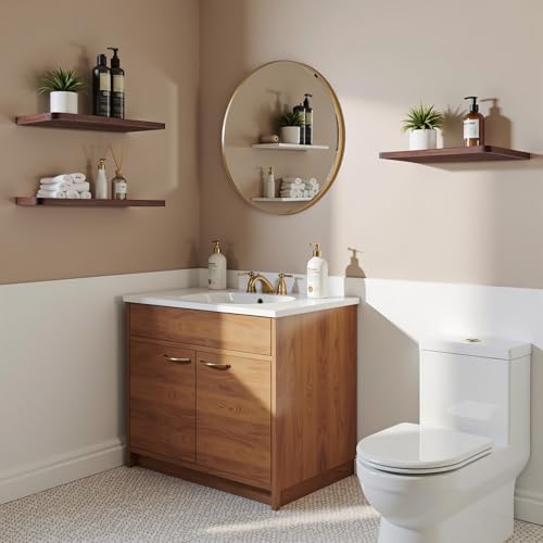 OSLIFE Set de 6 Repisas Flotantes de Madera,Estante Flotante Minimalistas Pantalla Colgante Decorativa,Soportan hasta 10 kg,para Decoración de Decorar tu Cocina,Sala,Baño,Cuarto (Marrón, (40 x 15cm))
