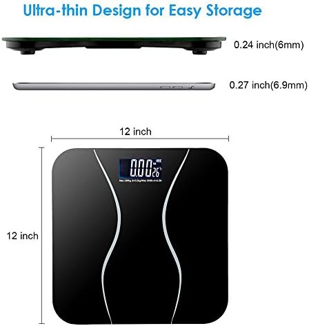 Scale Digital Precision Sensor Gram kg/lb/st Electronic LCD Step On Bathroom Vintage Portable Body Weight With Battery