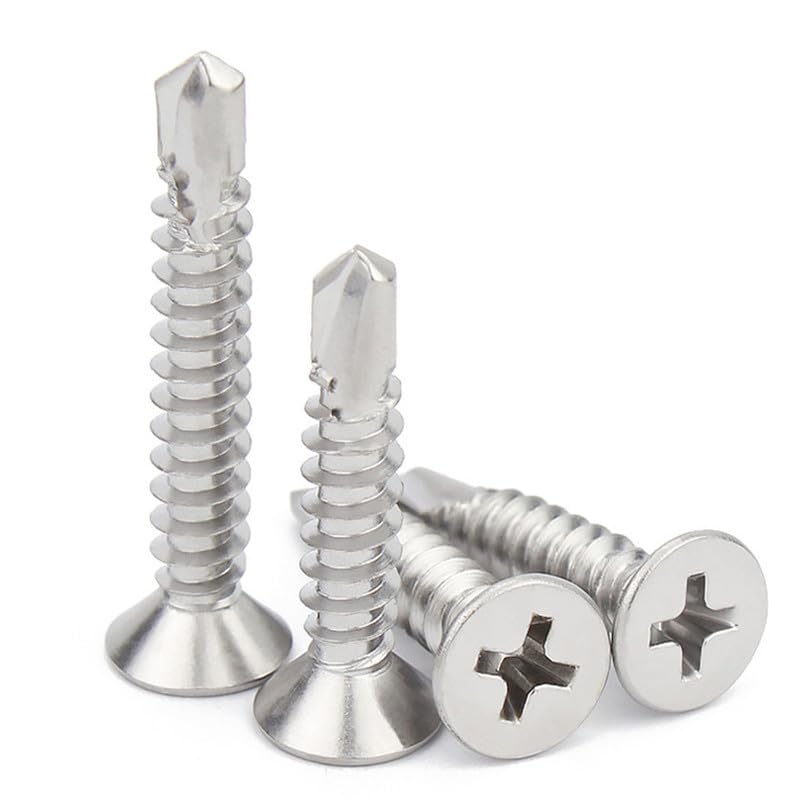 50 Pcs Self Drilling Countersunk Screws, 4.2 x 32mm Phillips Flathead, 304 Stainless Steel, Multi Purpose Self Tapping Screws for Metal Sheets, Wood, Drywall