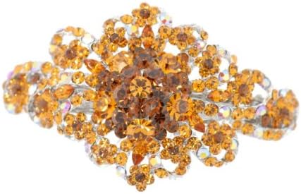 Rhinestone Hair Barrette - barc0257 - topaz