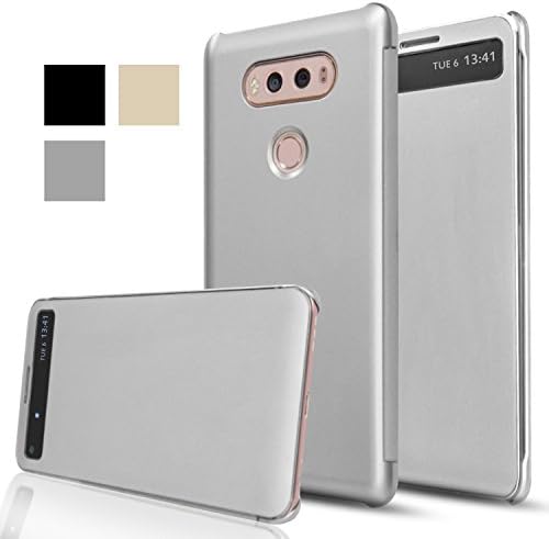LG V20 Case,Aomax [Not Wallet] Smart Quick View Window Premium Flip PU Leather Slim Full Body Shockproof Protective Cover Case For LG V20 DA Silver