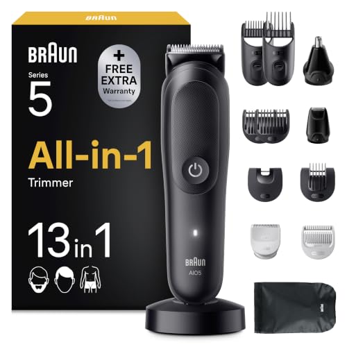 Braun Series 5 All-in-One Grooming Kit for Men, Black, 13-in-1, AIO5565