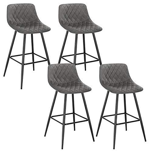 WOLTU Barhocker BH252dgr-4 4 x Set Barstuhl Hocker Tresenhocker Bistrohocker mit Rückenlehne mit Fußstütze Sitzfläche…