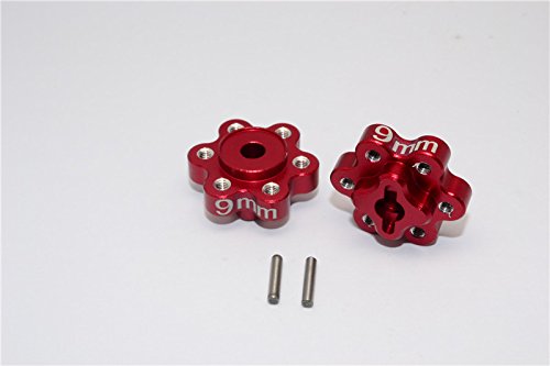 Axial Yeti (AX90026) & Yeti SCORE (AX90050, AX90068) Upgrade Parts Aluminum 2.2 Wheel Hub Adapters (9mm Thickness) - 1Pr Set Red
