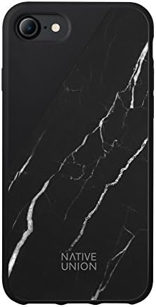 Native Union CLIC Marble Case - Handcrafted Genuine Marble Drop-Proof Protective Cover with Rubber Screen Bumper Compatible with iPhone SE 2020, iPhone 7, iPhone 8 (Black)