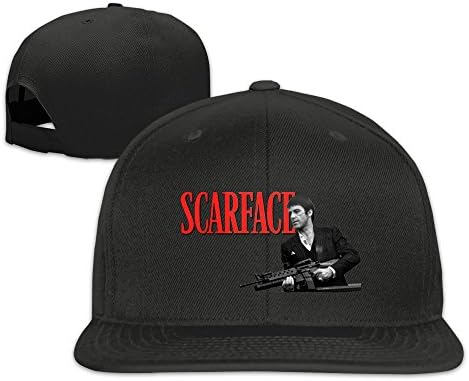 Haruforone Scarface Cartoon Custom Unisex Adjustable Baseball Snapback Hip Hop Cap Hat Black