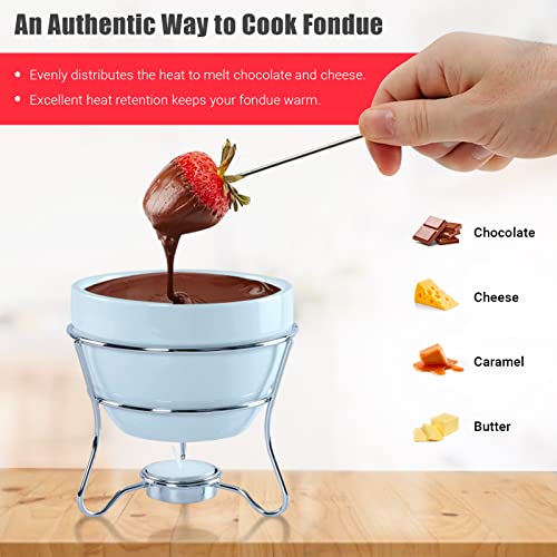 Elegant Chocolate Fondue Pot Butter warmer Bowl Set with Dipping