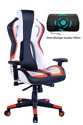 HEALGEN Gaming Chair Racing Style High-Back PU Leather Office Chair PC Desk Chair Executive and Ergonomic Swivel Chair (907 Orange)