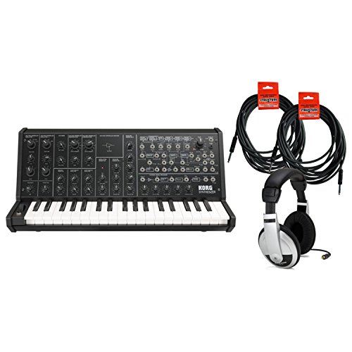 Korg MS-20 True Analog Mono Synthesizer USB MIDI w / (2) 18.6' Instrument Cables and Headphones