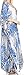 Sakkas SS1686 KF2020967LAT - LongKaftan Georgettina Ligthweight Printed Long Caftan Dress/Cover Up - Blue/White -OS