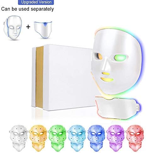 HaoGu 7 Colors LED Face Mask for Facial and Neck Skin Rejuvenation Anti Aging Light Photon Therapy Beauty Led Facial Mask