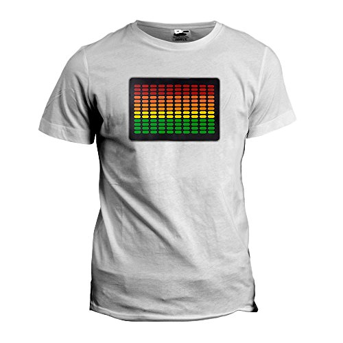 LED Equalizer Sound Activated Luminescent T-Shirt with Detachable Panel (XL, Gray)