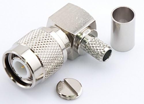 W5SWL Brand Premium Series TNC Male Crimp Right Angle Coax Connector fits RG-8X Mini-8 and LMR240 Type Cable