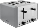 Tower Sera 4 Slice Toaster 1800W Grey with 6 Browning Levels Defrost Reheat