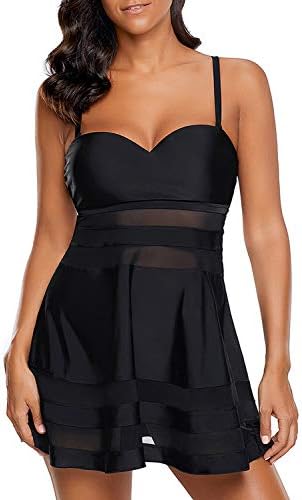 Ecrocoo Womens Tummy Control Swimdress Swimwear Slimming Skirt Swimsuits Bathing Suit Dress