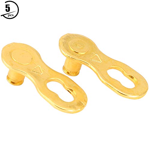 Alomejor 5Pairs Bike Chain Connector Bicycle Chain Link Bike Missing Link Magic Joint Connector for 8 9 10 Speed(Gold 8 Speed)