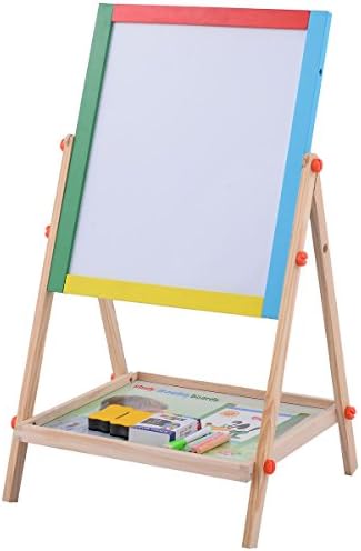Adjustable 2 In 1 Wooden Easel Chalk Drawing Board Black / White Children Kids