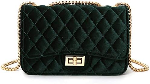 Women Classic Diamond Messenger Bag Velour Handbag Suede Chain Quilted Shoulder Bags Turn The Lock Ladies Luxury Handbag