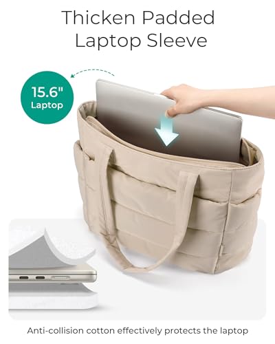 Puffy Tote Bag for Women, Lightweight Quilted Shoulder Handbag with Multiple Compartments, Ideal for Travel, Work, Gym