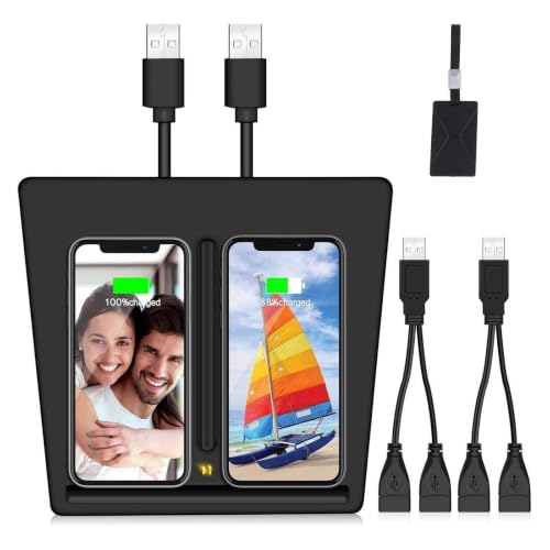 Vxdas Chargeur Sans Fil pour Tesla Modèle 3, Chargeur Double Port Usb, Chargeur Double Mobile pour Tous Les Téléphones Qi