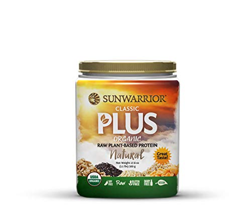 Sunwarrior - Classic Plus, Raw Organic Plant Based Protein, Natural, 20 Servings (1.1 lbs)