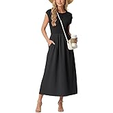 GRECERELLE Women's 2026 Spring & Summer Cap Sleeve Vacation Casual A Line Maxi Dresses with Pockets