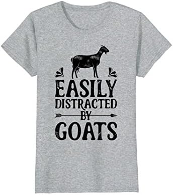 Womens Easily Distracted By Goats Funny Goat Lover Gifts T Shirt Medium Heather Grey