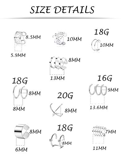 2 Tornito+Stainless+Cartilage+Non+Piercing+Adjustable