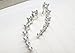 YAN & LEI Sterling Silver Sweep up Ear Pin Crawler Cuff Wrap Climber Earrings with 7 CZ Stones