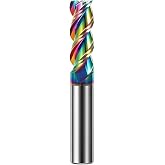 1/2" Carbide Square End Mill Bits for Aluminum - 1/2" Shank Dia,3'' Oal - 3 Flutes DLC Rainbow Coating - Durable