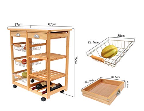 image for Byya Rolling Utility Cart Cocktail Cart Microwave Stand Storage Rack w