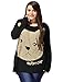 Allegra K Ladies Plus Size Cat Head Prints Batwing Sleeves Autumn Tee Shirt Black 2X