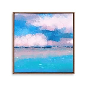 Framed Canvas Wall Art Blue Sky and Sea Canvas Prints Home Artwork Decoration for Living Room,Bedroom - 16x16 inches