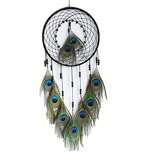 Dream Catcher with Peacock Feathers, Handmade Dream Catcher for Kids, Bedroom, Wedding Party, Blessing Gift