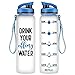 LEADO 32oz 1Liter Motivational Tracking Water Bottle with Time Marker - Drink Your Effing Water - Funny Birthday Gifts for Women, Men, Best Friends, Coworkers, Mom, Dad, Her, Him - Drink More Water
