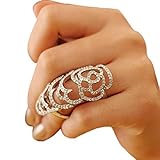 Susenstone®Hollow Metal Crystal Rhinestone Knuckle Rings Finger Joint Ring