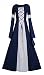 Meilidress Women Medieval Dress Lace Up Vintage Floor Length Cosplay Retro Long Dress (Large, Navy Blue) primary