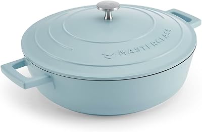 MasterClass Shallow Casserole Dish with Lid 4L 28 cm Sky Blue