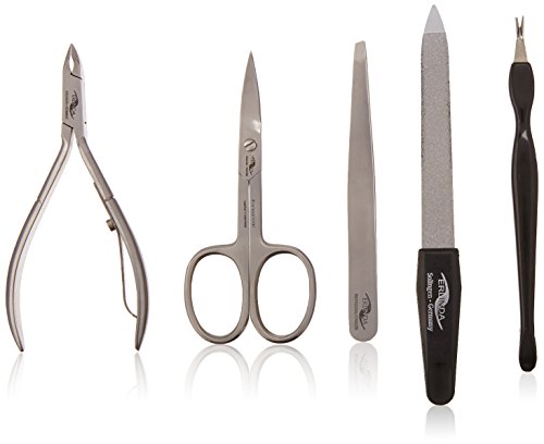 Budd Leather Company Women's Solingen Chrome 5 Piece Manicure Set, Black, 1 Pound