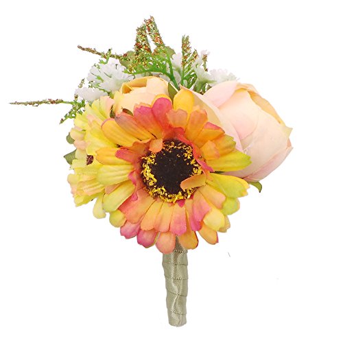 Abbie Home Prom Wrist Corsage Brooch Boutonniere Set Wedding Event Party Wristband Hand Flower Décor (1014CP)