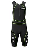 Men`s Triathlon Tri Suit - 1 Pocket Trisuit - Black - Great Fit And Comfortable