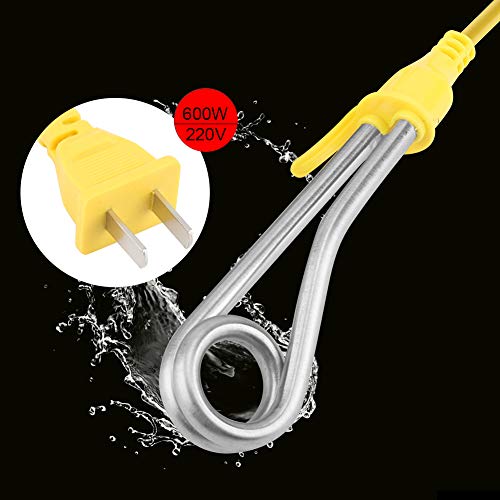 Gorgeri Stainless Steel Electric Heater Element Mini Boiler Hot Water Coffee Immersion Travel Use 600W 220V