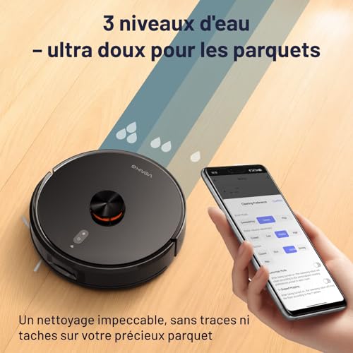 VONKO S6 Pro Robot Aspirateur Laveur avec Station de Vidage Automatique, 8000Pa, Navigation LiDAR 2.0, 180min Autonomie, Détection de Tapis, App & Alexa, Idéal Poils d’Animaux & Sols Dur,Noir