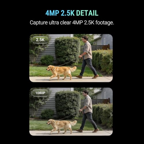 CINMOORE No Drill Window Security Camera, 2.5K 4MP Wireless/Wired WiFi Indoor/Outdoor Camera, Free AI Human/Vehicle/Pet Detection, 5000mAh Battery or Plug-in Power, Full Duplex Audio, 24/7 Recording