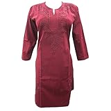 Mogul Women's Sexy Tunic Cotton Designer Dress Caftan Floral Embroidered Kurta Xl