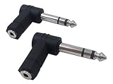 CERRXIAN 1/4 Male to 1/8 Female Adapter, 90 Degree 6.35mm 3 Pole Male to 3.5mm Female Stereo Headphone Audio Adapter Converter Connector(2-Pack)