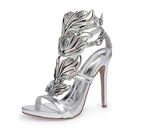 Peatutoori Women's Peep Toe High Heels Shoes Flame Gladiator Pumps Shoes Dres