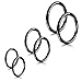 THUNARAZ 3 Pair Stainless Steel 16G Sleeper Earrings Septum Clicker Nose Lip Ring Body Piercing (D:Black)