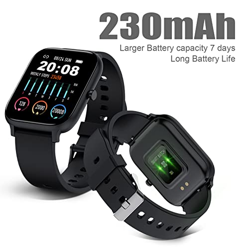 Smart Watch for Men Women Compatible with iPhone Samsung Android Phone 1.69 inch Full Touch Screen IP68 Waterproof Bluetooh Fitness Tracker Heart Rate/Sleep Monitor (Black)
